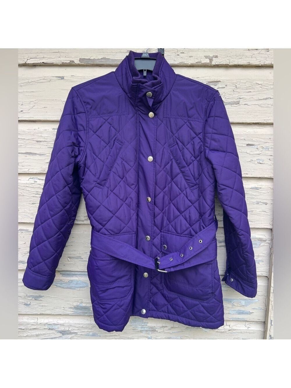Vintage Lauren Ralph Lauren Purple Quilted Fall Belted Jacket Coat XL Casual